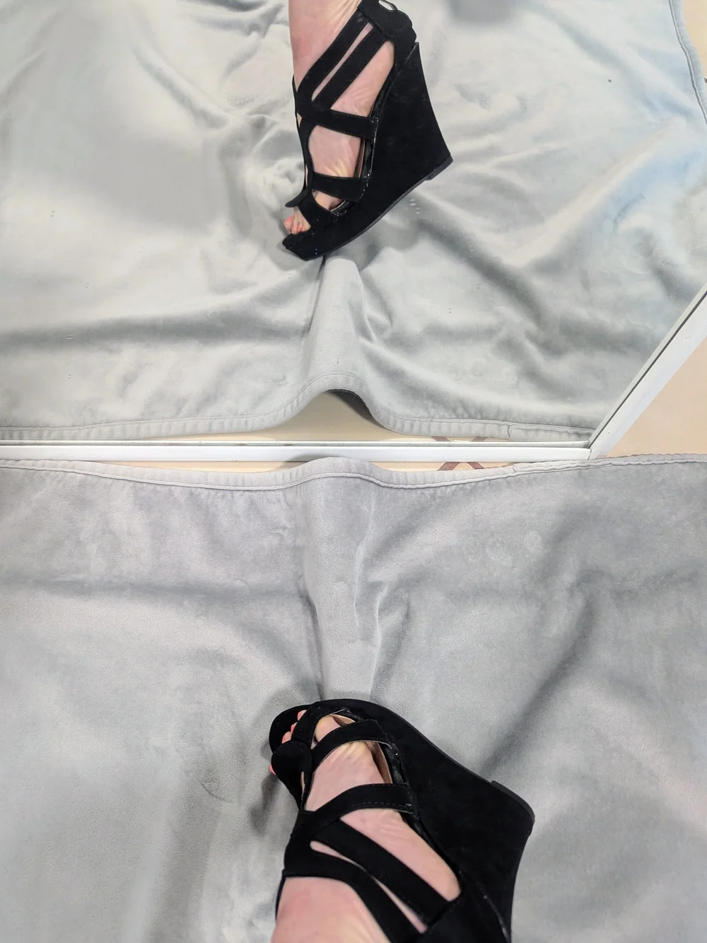 Top Moda Black Faux Suede Wedge Platform Sandals